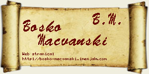 Boško Mačvanski vizit kartica